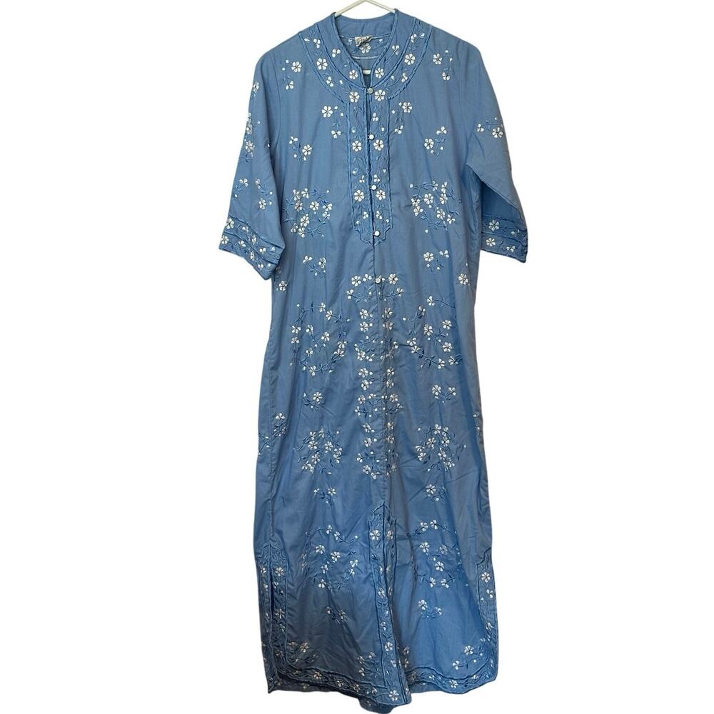 Vintage Leandra Crochet Embroideries A-Line Maxi Dress Size M‎ Modest Floral